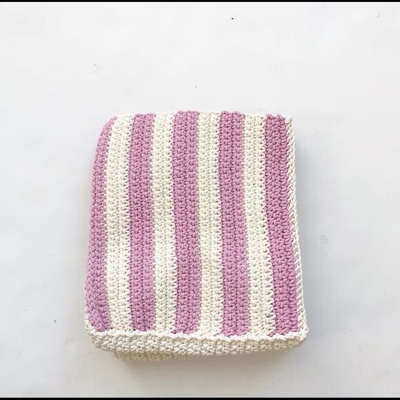 Indigo baby NWT stripe crochet basket 7” x 7” x 8” - Picture 1 of 6